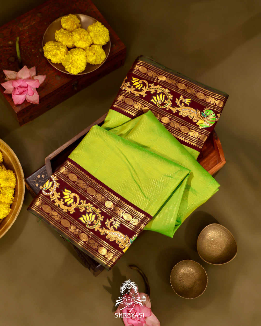 Kanjivaram Silk Saree with Tanjore Artwork