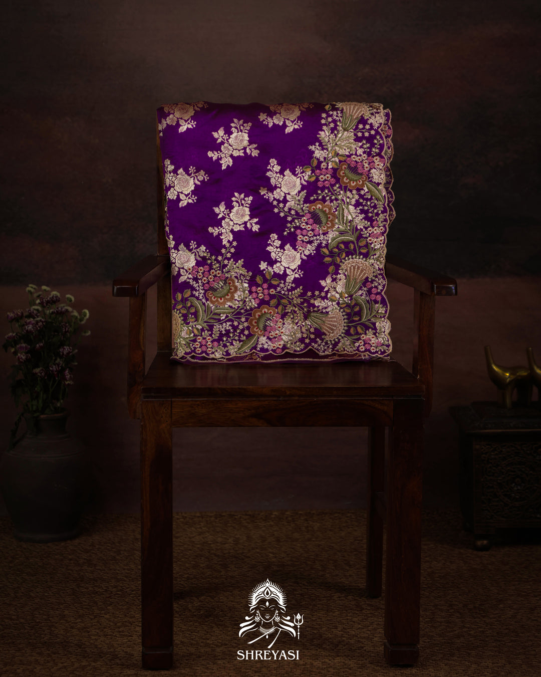 Handloom Banarasi Katan Silk Saree with Resham Embroidered Borders