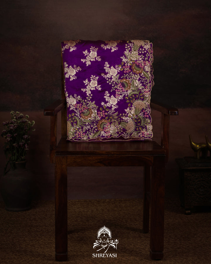 Handloom Banarasi Katan Silk Saree with Resham Embroidered Borders