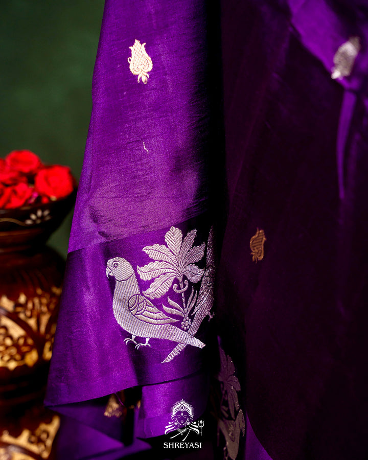 Pure Banarasi Soft Silk Saree with Mashru Border