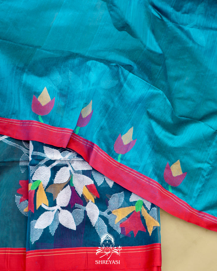 Muslin Jamdani Saree with Full Jaal Weaving