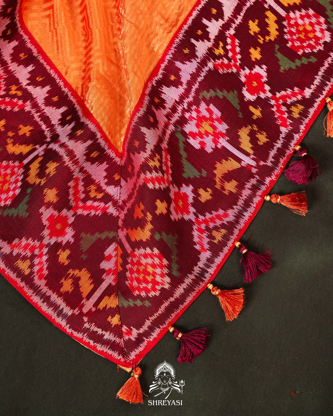 Pure Mysore Silk Saree with Handloom Rajkot Patola Borders