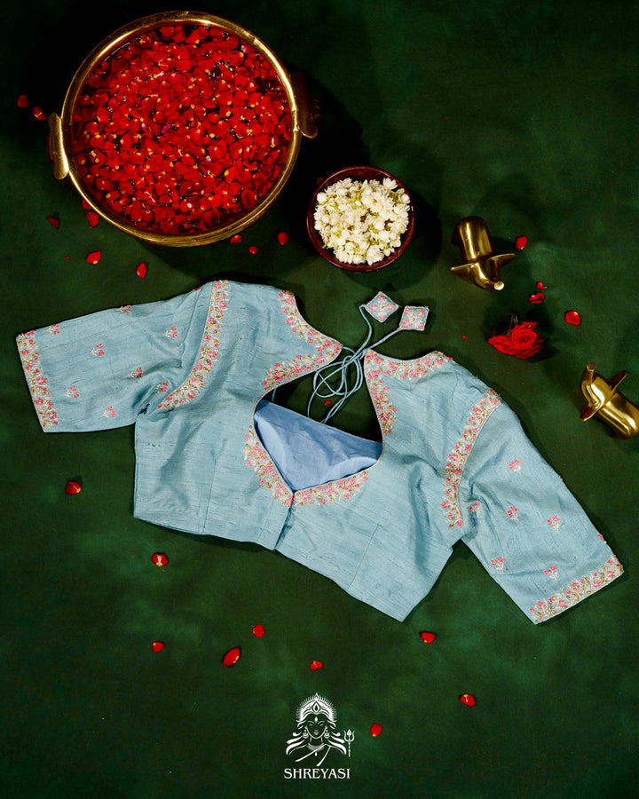 Handloom Pure Banarasi Ektara Kora Silk Saree with Meenakari Weaving & Embroidered Blouse