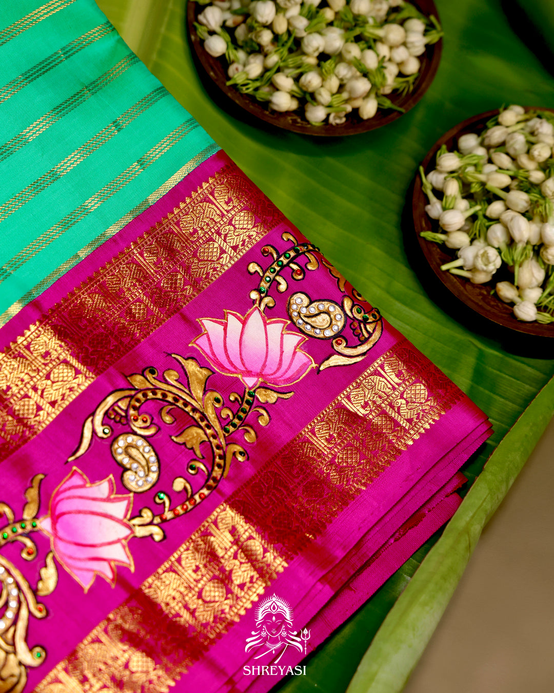 Kanjivaram Silk Saree with Tanjore Artwork