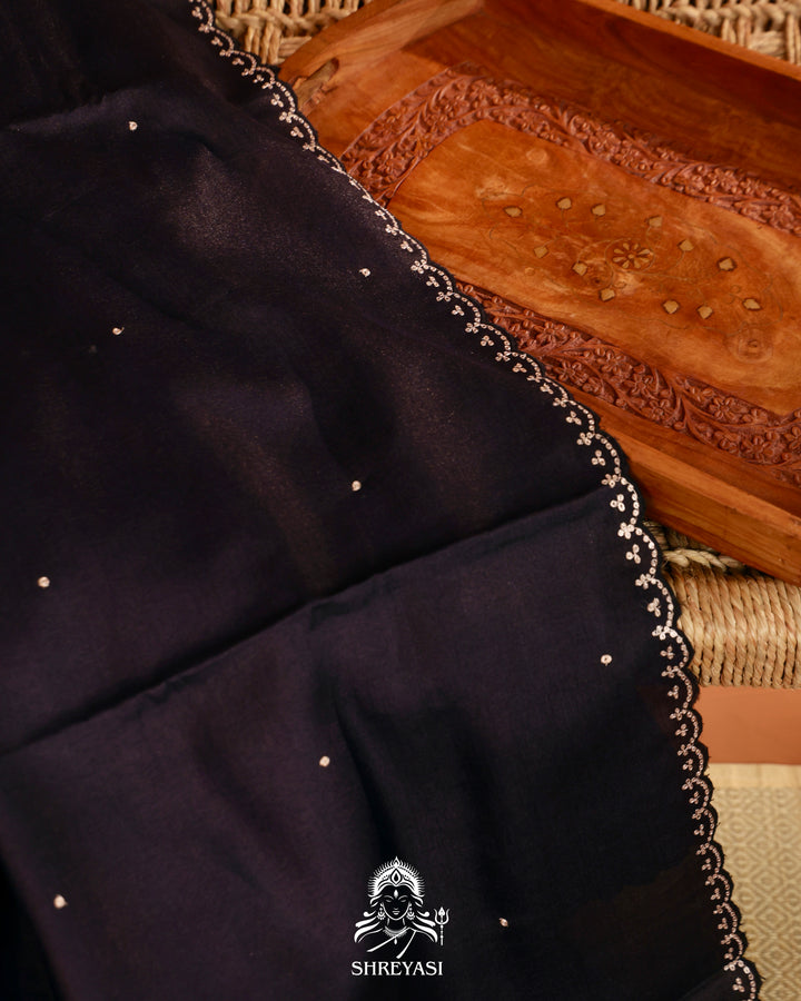 Tussar Silk Saree with Paithani Pen Kalamkari Blouse