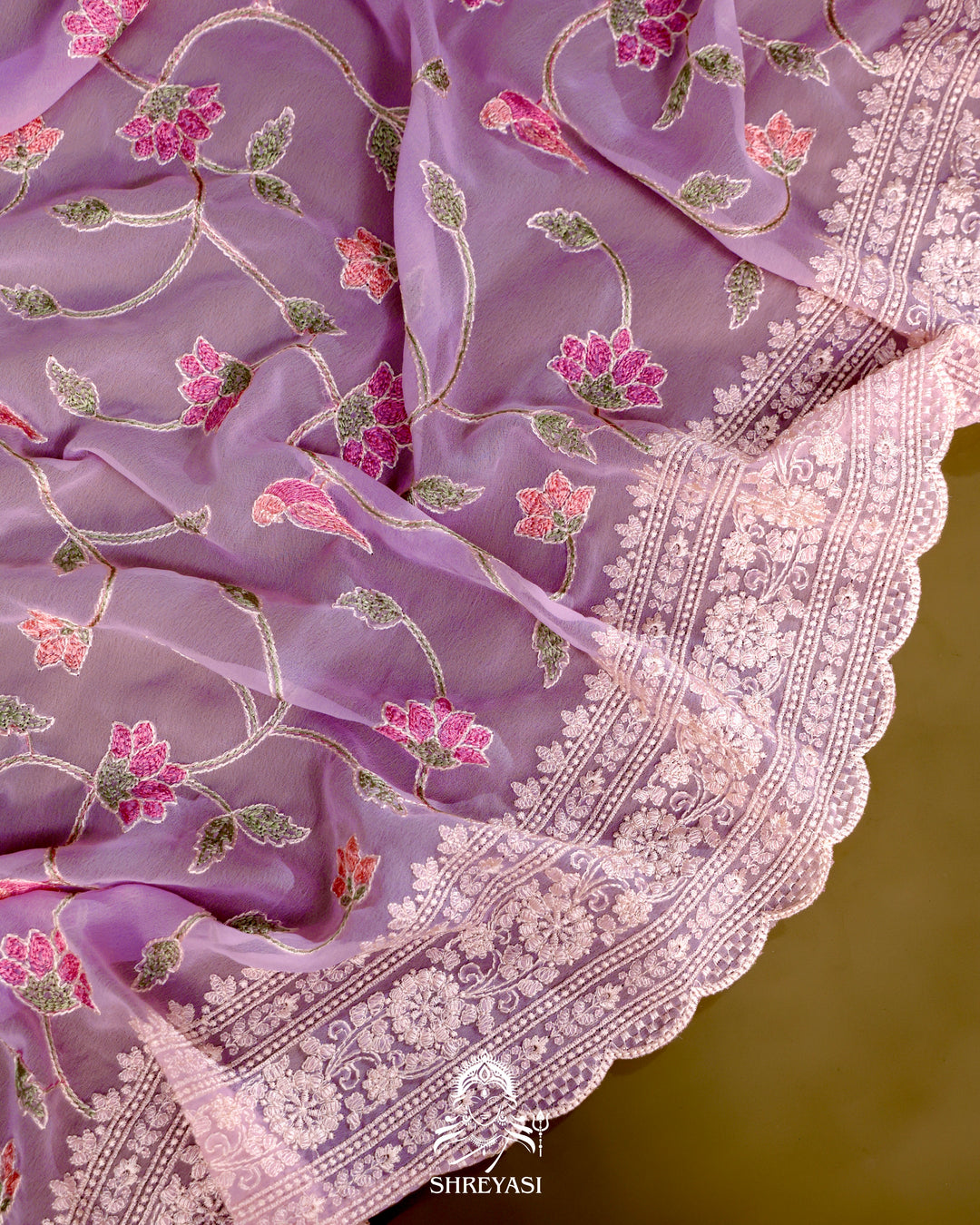 Georgette Saree with Chikankari Inspired Embroidery