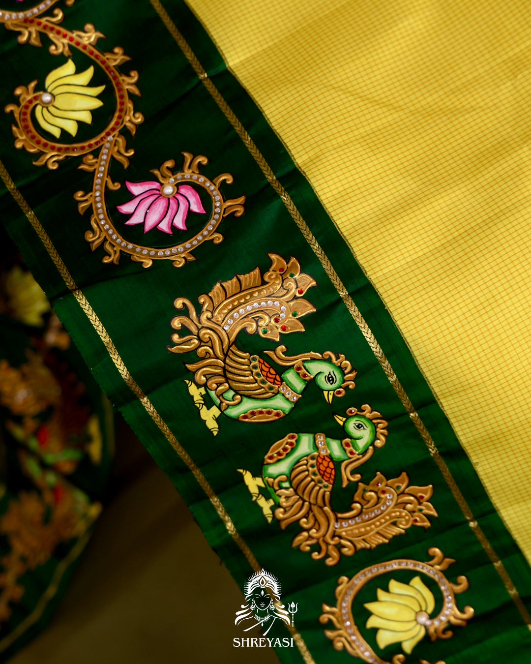 Kanjivaram Silk Saree with Real Zari and Tanjore Artwork