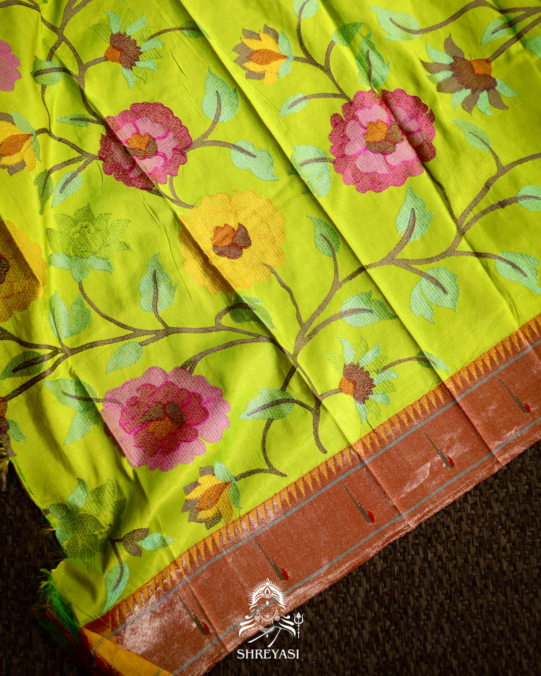 Handloom Pure Tissue Kota Saree with Hand Embroidered Borders