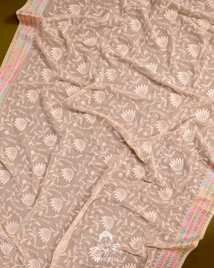 Georgette Saree with Chikankari Inspired Embroidery