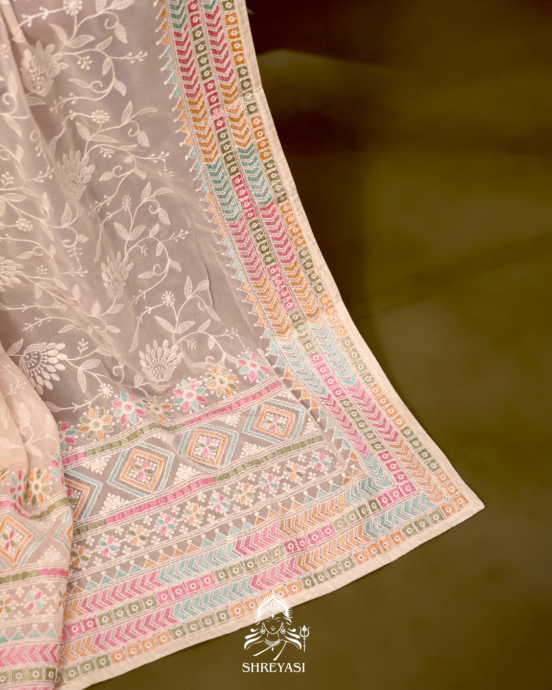 Georgette Saree with Chikankari Inspired Embroidery