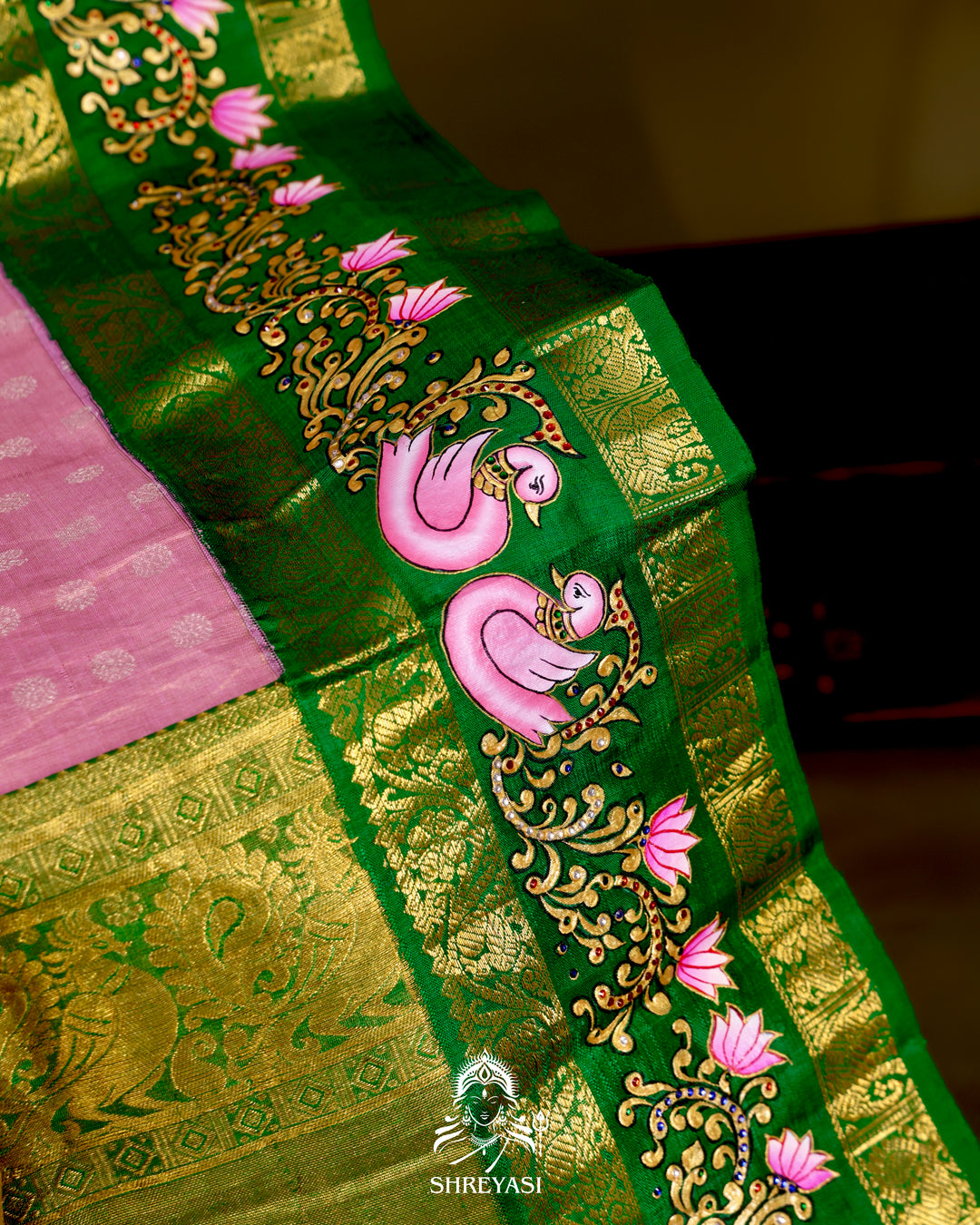 Kanjivaram Silk Saree with Real Zari and Tanjore Artwork