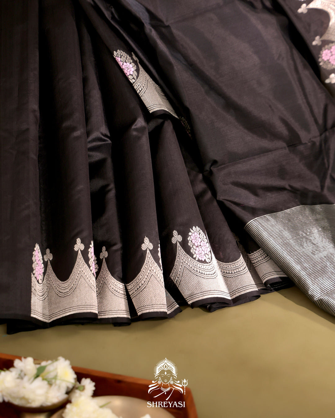 Chanderi Silk Saree with Silver Zari