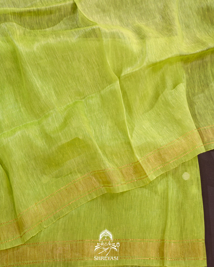 Handloom Pure Linen Saree with Zari Border