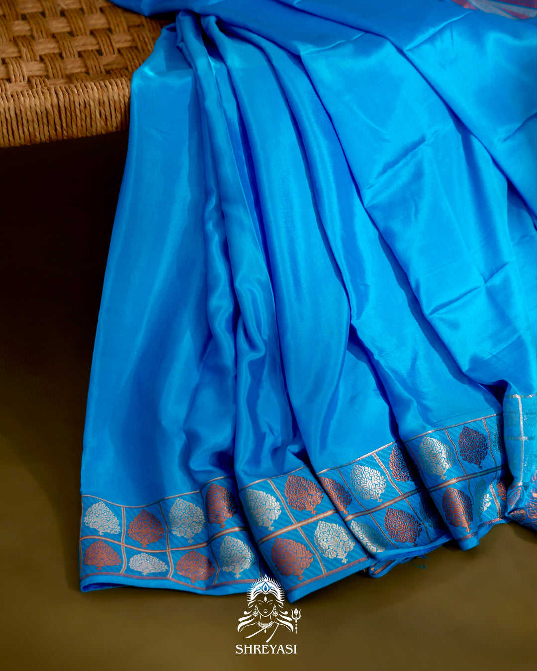 Mysore Silk Saree with Embroidered Floral Silk Blouse