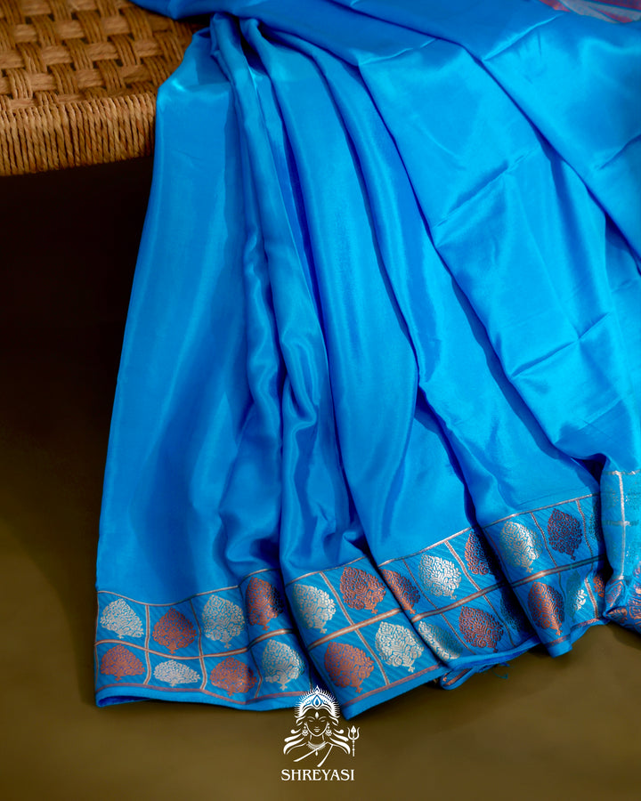 Mysore Silk Saree with Embroidered Floral Silk Blouse