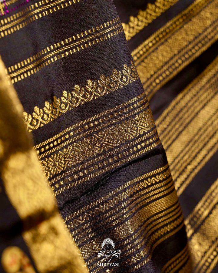 Handloom Pure Kanjivaram Silk Sarees with Real Zari and Hand Painted Tanjore Art