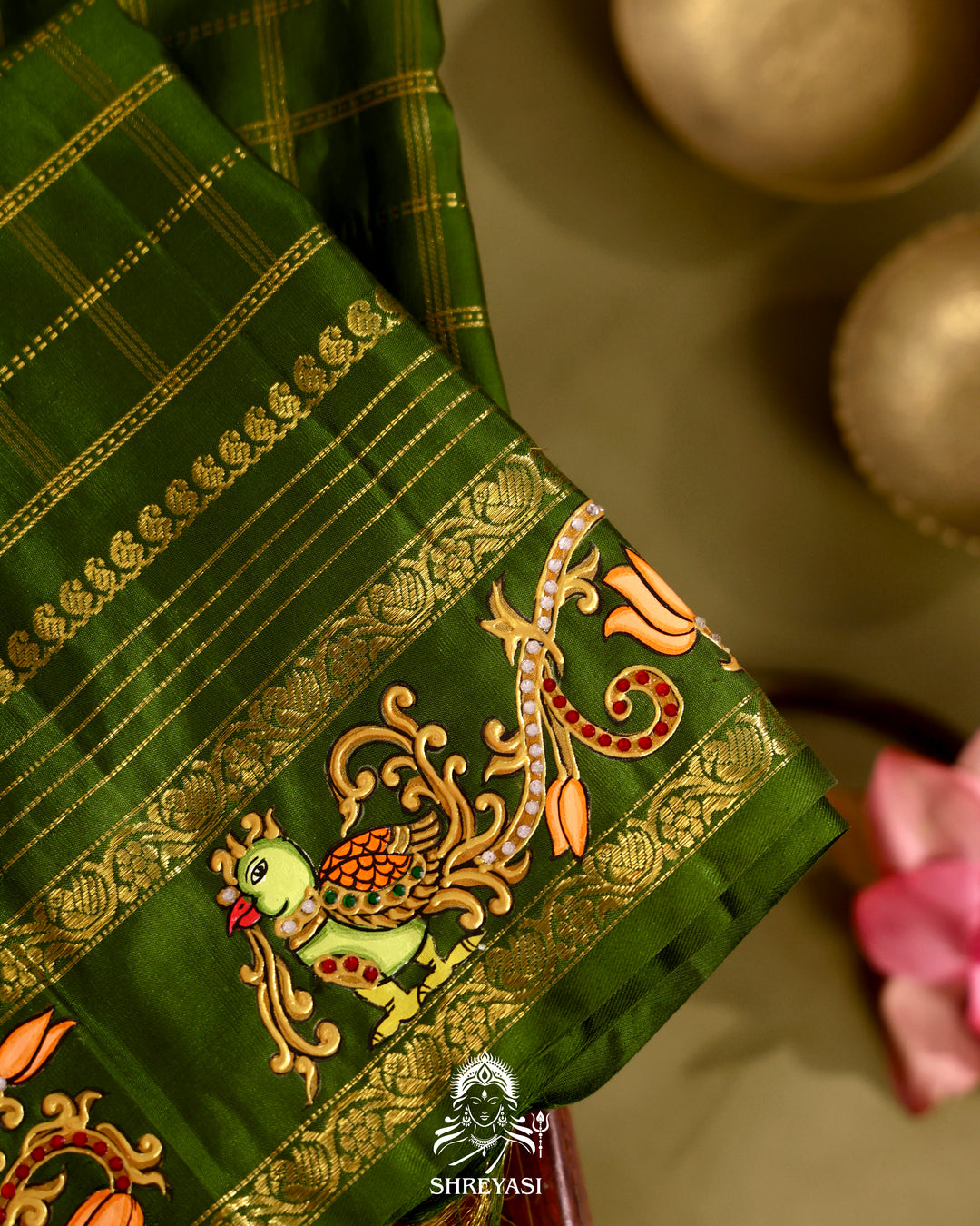 Kanjivaram Silk Saree with Real Zari and Tanjore Artwork