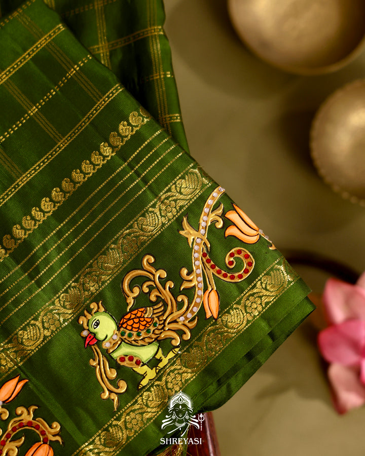 Kanjivaram Silk Saree with Real Zari and Tanjore Artwork