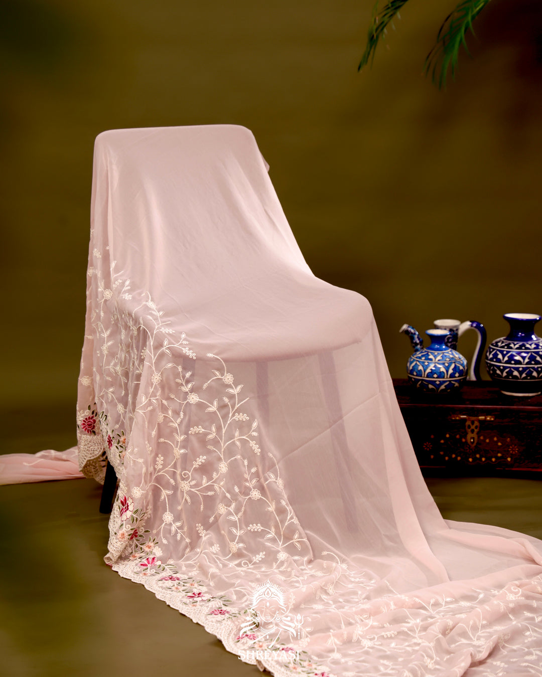 Georgette Saree with Chikankari Inspired Embroidery