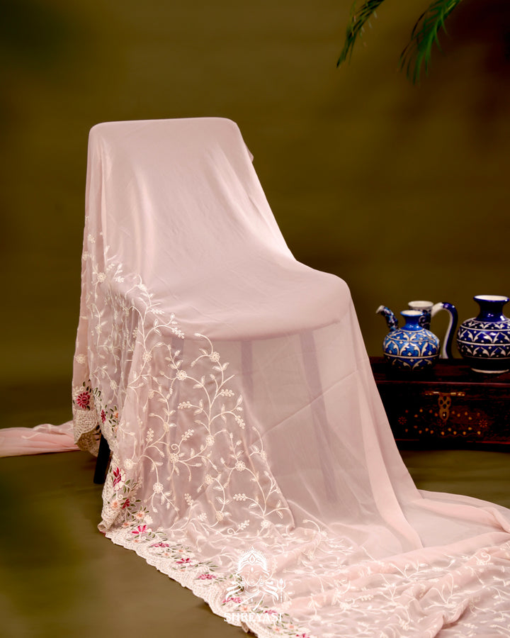 Georgette Saree with Chikankari Inspired Embroidery