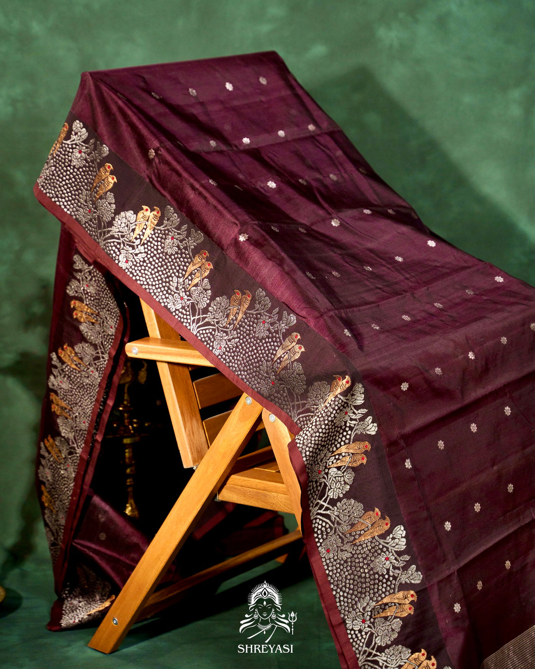 Chocolate Brown Chanderi Silk Saree with Meenakari Weaving