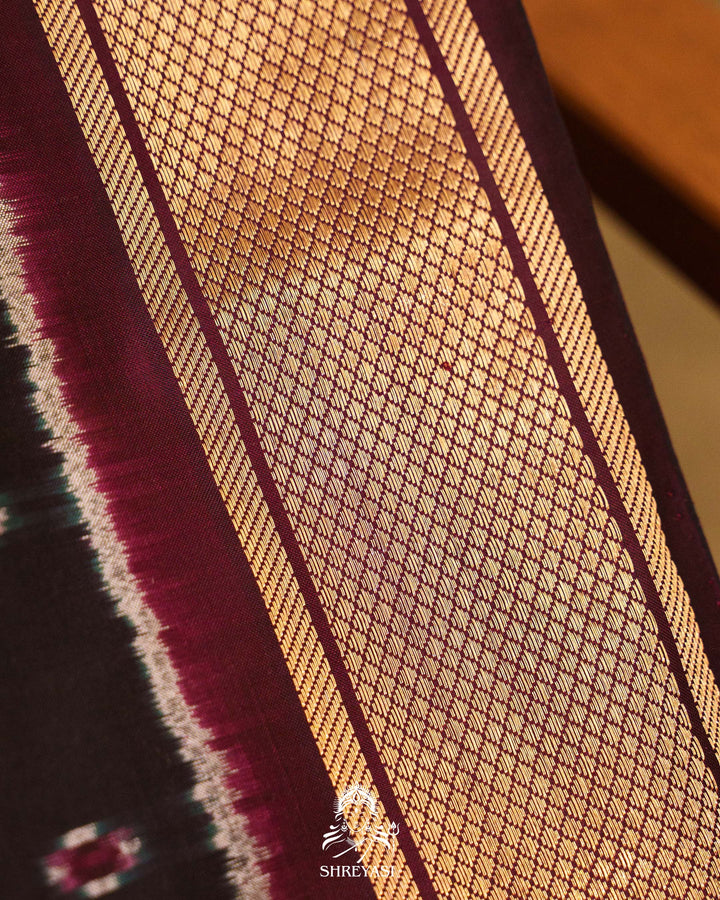 Handloom Pure Pochampally Ikkat Silk Saree with Kanchi Border
