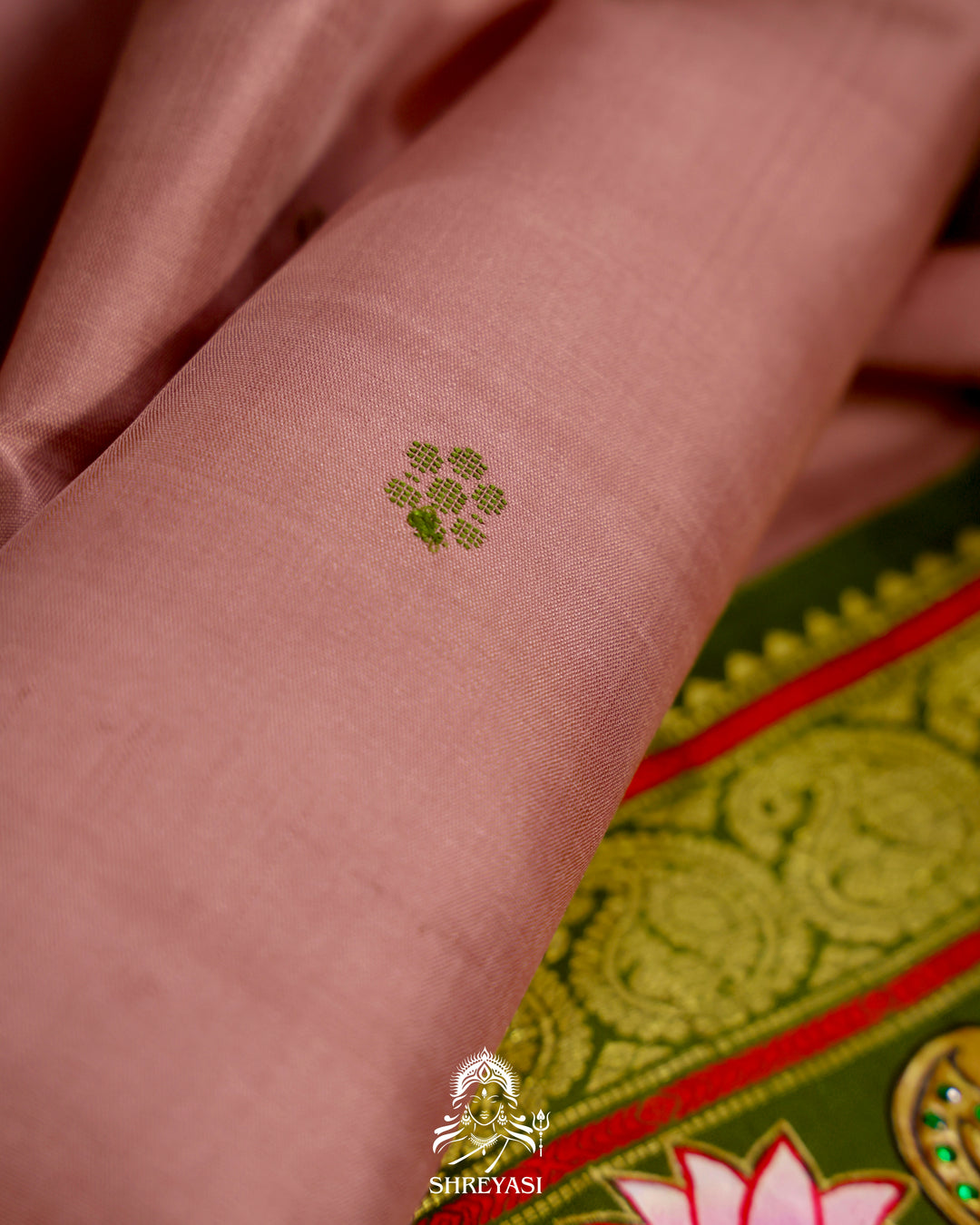 Handloom Pure Kanjivaram Silk Saree in Real Zari with Tanjore Yanai and Kamalam Artwork