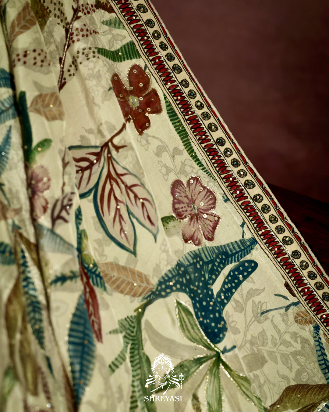 Pure Crepe Silk Storytelling Saree with Miniature Folklore Artwork