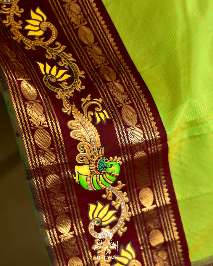 Kanjivaram Silk Saree with Tanjore Artwork