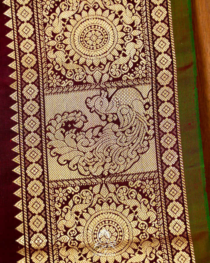 Handloom Pure Gadwal Silk Saree with Kuttu Borders, Rich Zari Weaving & Full Bhuti Blouse