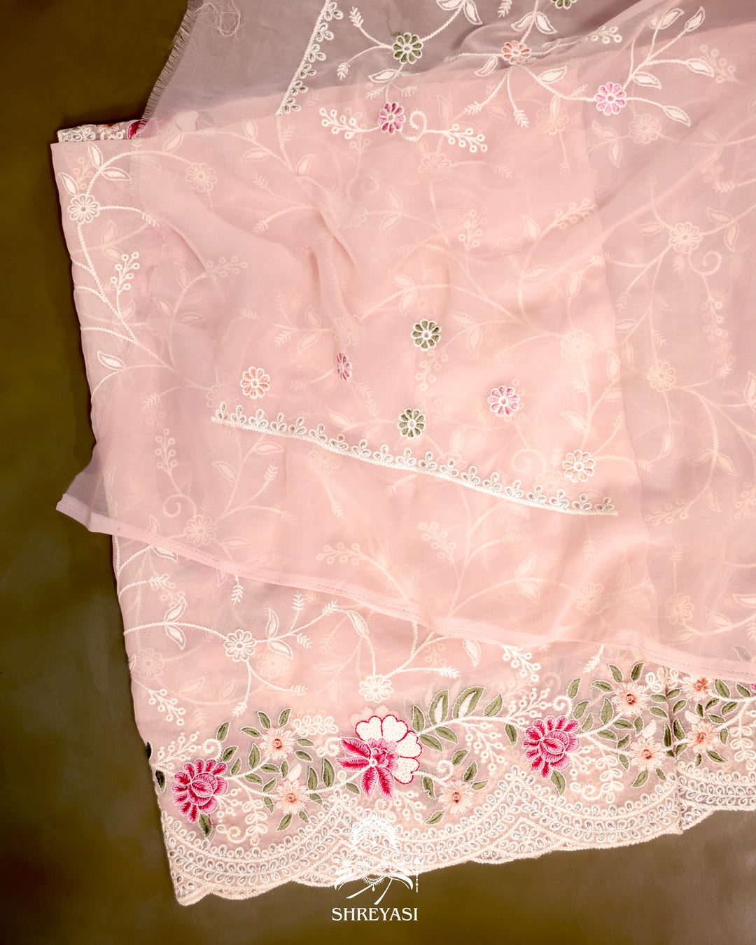 Georgette Saree with Chikankari Inspired Embroidery