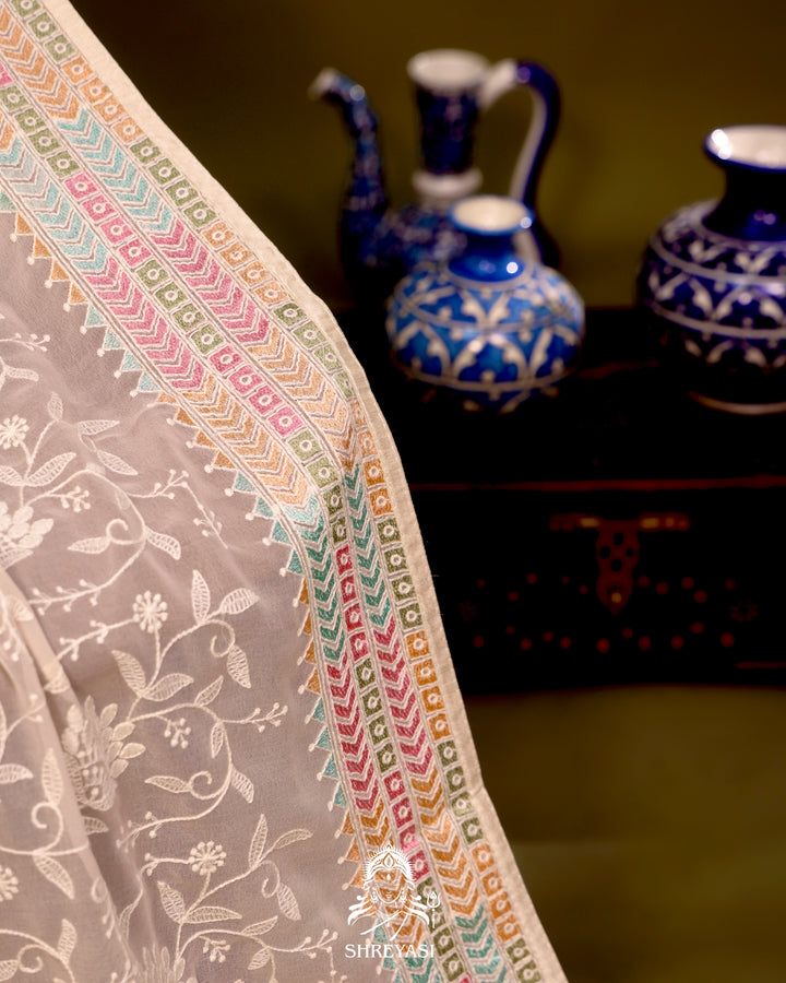 Georgette Saree with Chikankari Inspired Embroidery