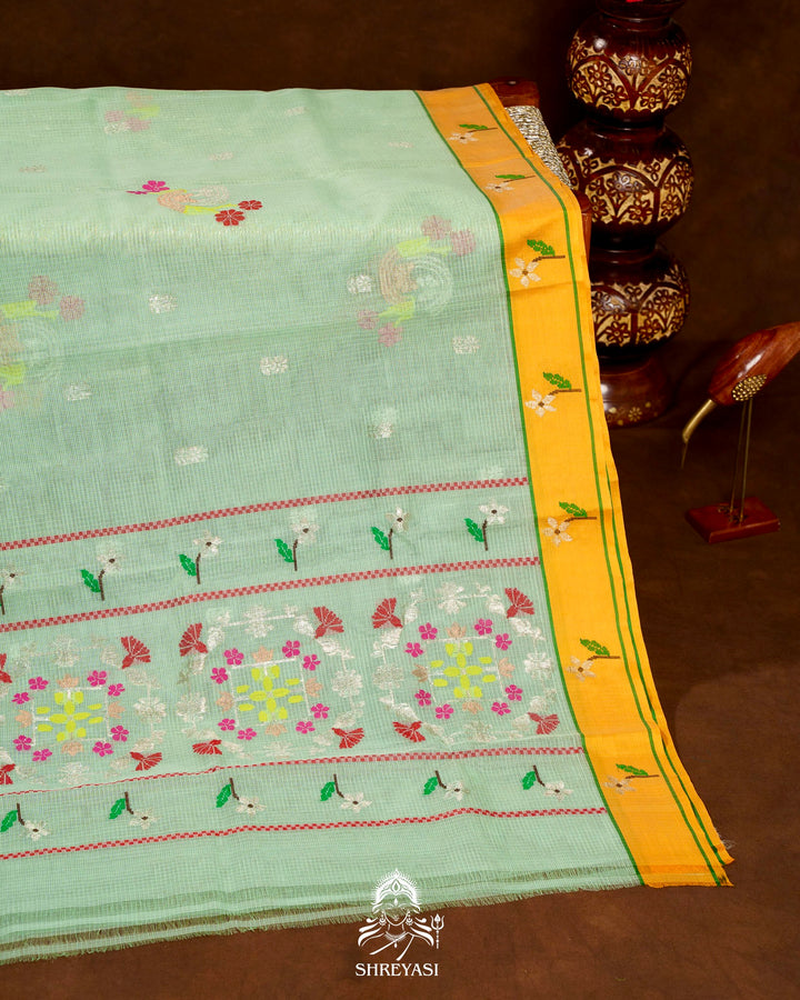 Handloom Pure Zari Kota Saree with Contrast Blouse