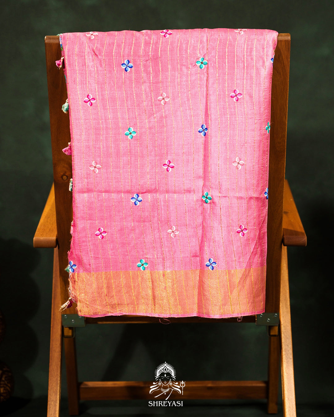Handloom Pure Desi Tussar Silk Saree with Petit Point Embroidery