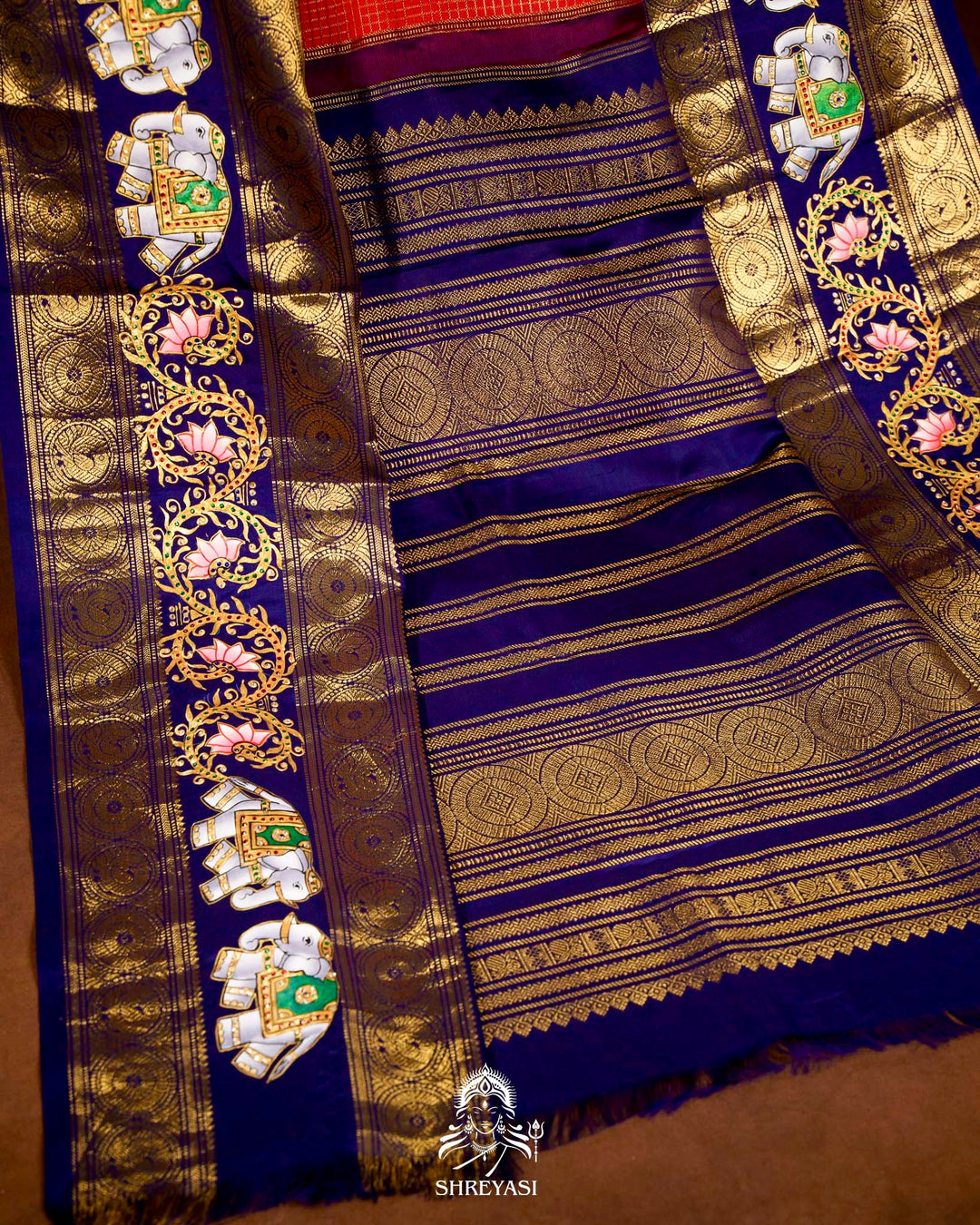 Handloom Pure Kanjivaram Silk Sarees with Real Zari and Hand Painted Tanjore Art