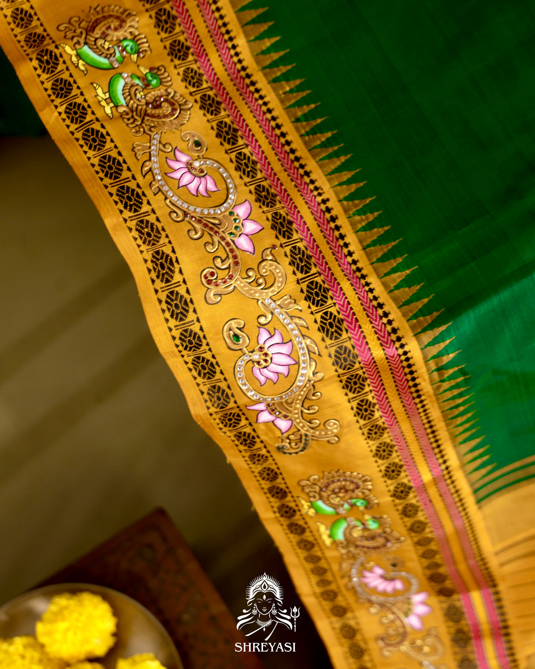 Kanjivaram Silk Saree with Tanjore Artwork