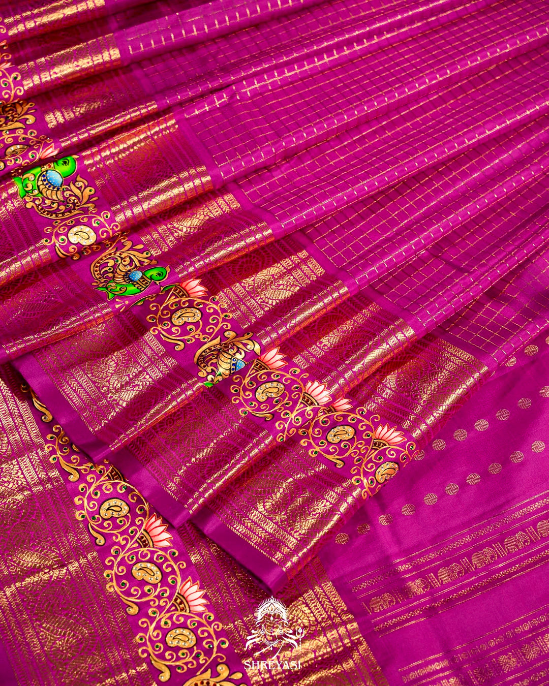 Handloom Pure Kanjivaram Silk Sarees with Real Zari and Hand Painted Tanjore Art