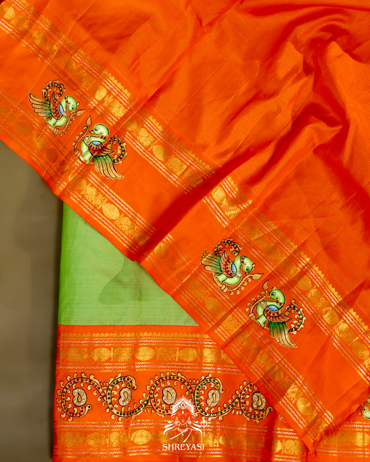 Kanjivaram Silk Saree with Tanjore Artwork