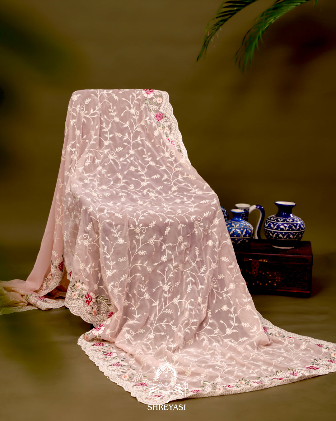 Georgette Saree with Chikankari Inspired Embroidery