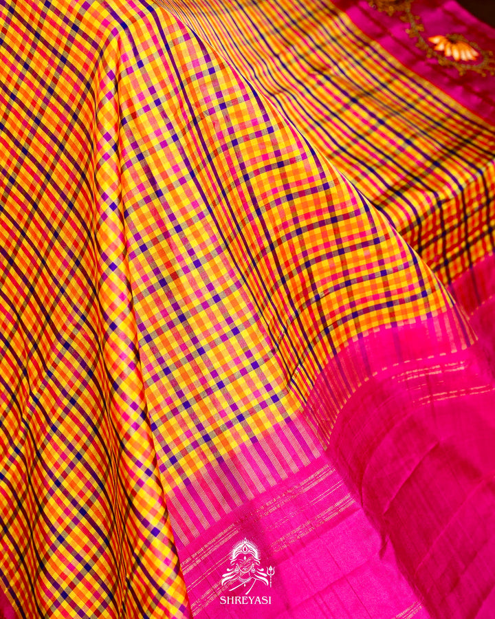 Traditional Tanjore Painting on Handloom Pure Kanjivaram Silk Sarees with Real Zari