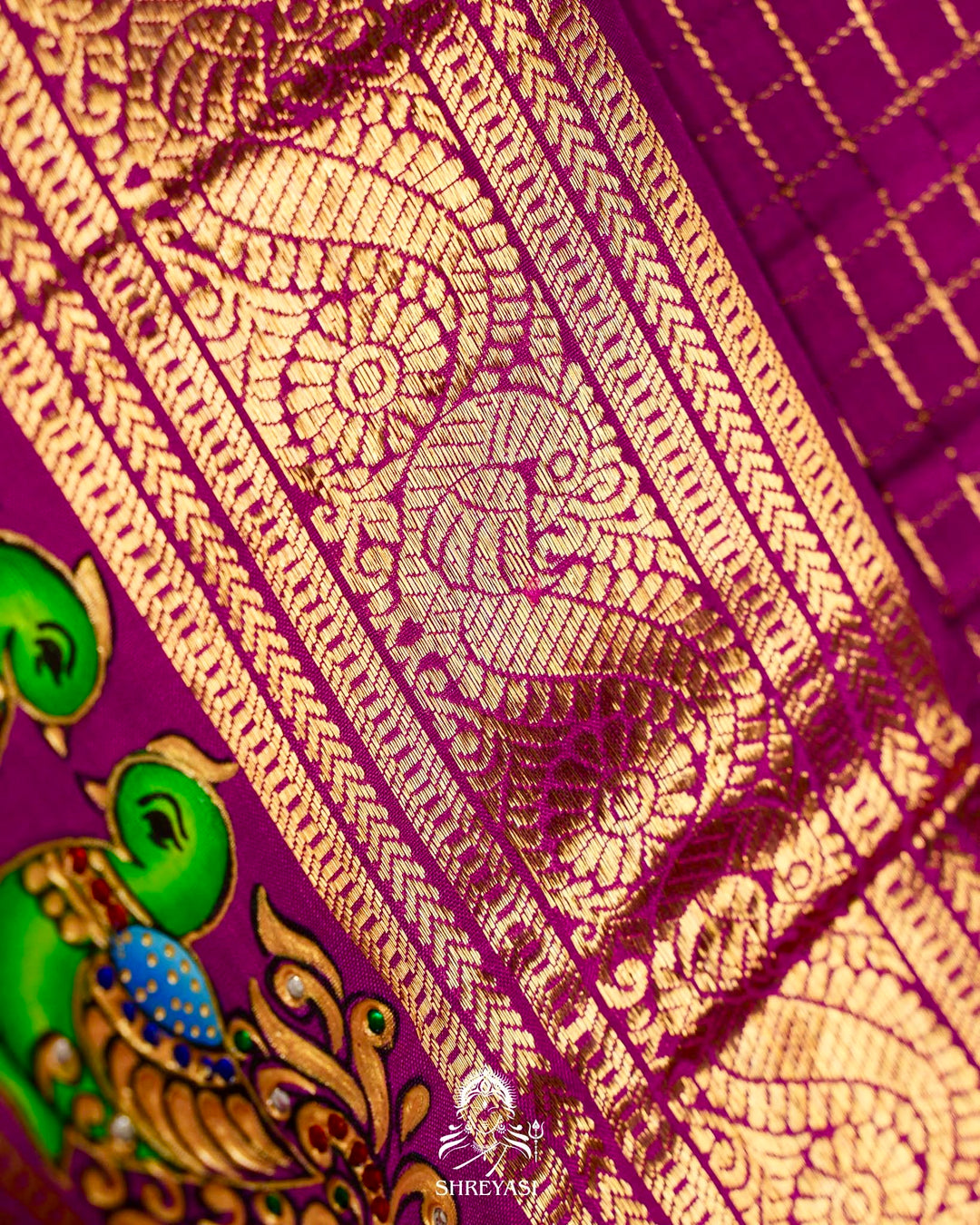 Handloom Pure Kanjivaram Silk Sarees with Real Zari and Hand Painted Tanjore Art