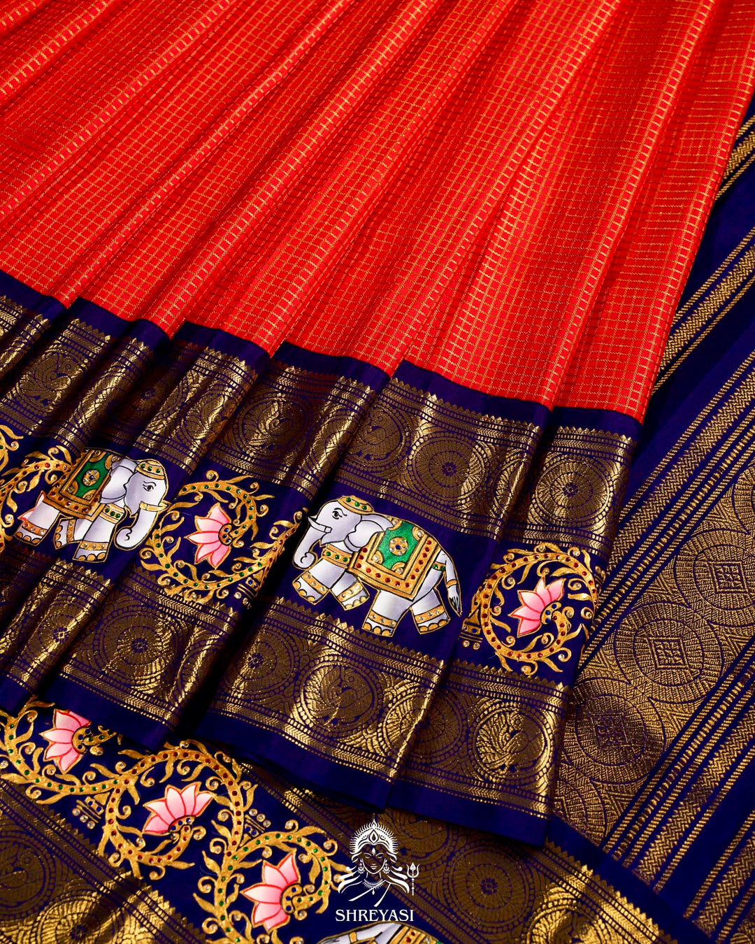 Handloom Pure Kanjivaram Silk Sarees with Real Zari and Hand Painted Tanjore Art