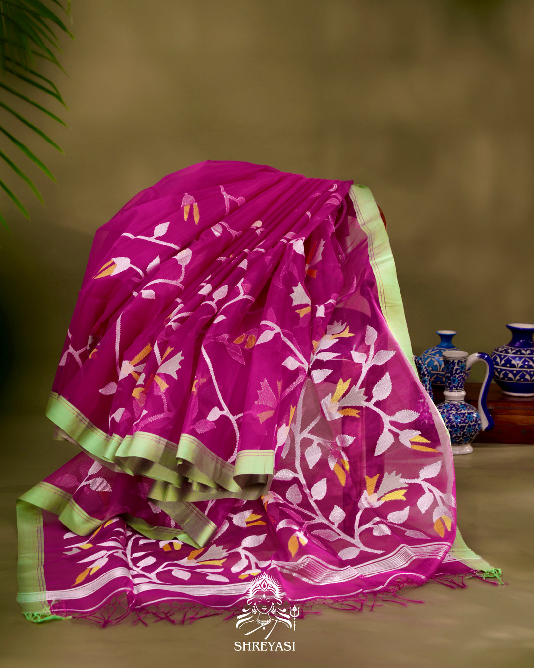 Muslin Jamdani Saree with Full Jaal Weaving