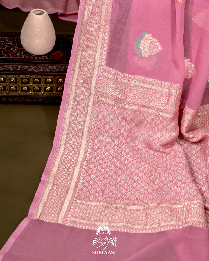 Banarasi Chiffon Khaddi Georgette Saree with Meenakari Weaving