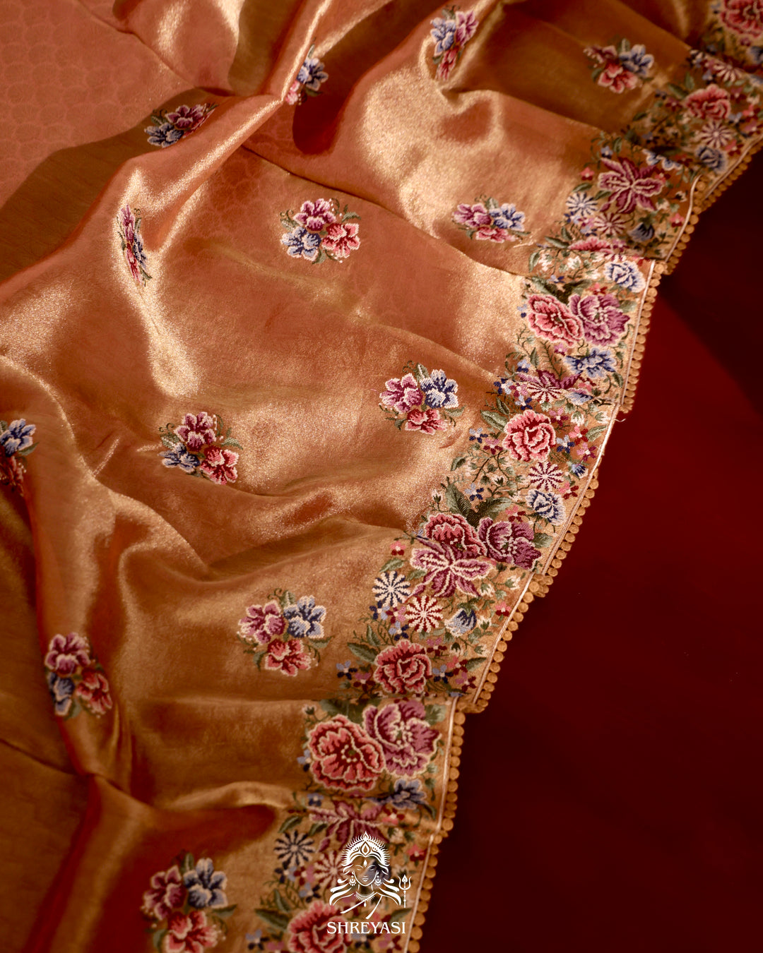 Banarasi Tissue Silk Saree with Petit Pointe Embroidery