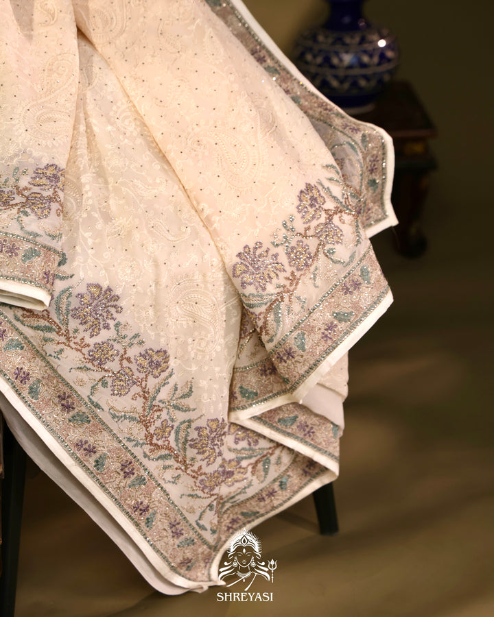 Georgette Saree with Thread Embroidery