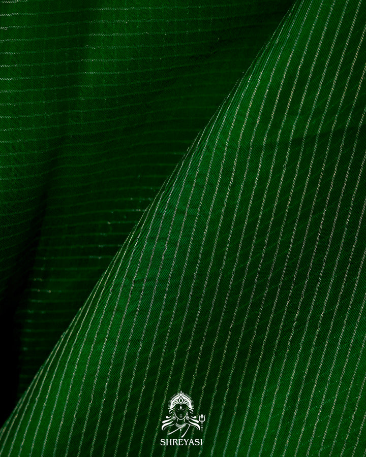 Pure Organza Silk Saree in Emerald Green with Embroidered Border
