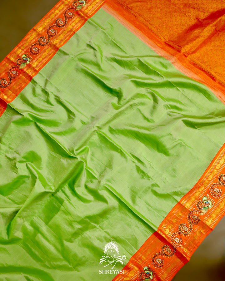 Kanjivaram Silk Saree with Tanjore Artwork