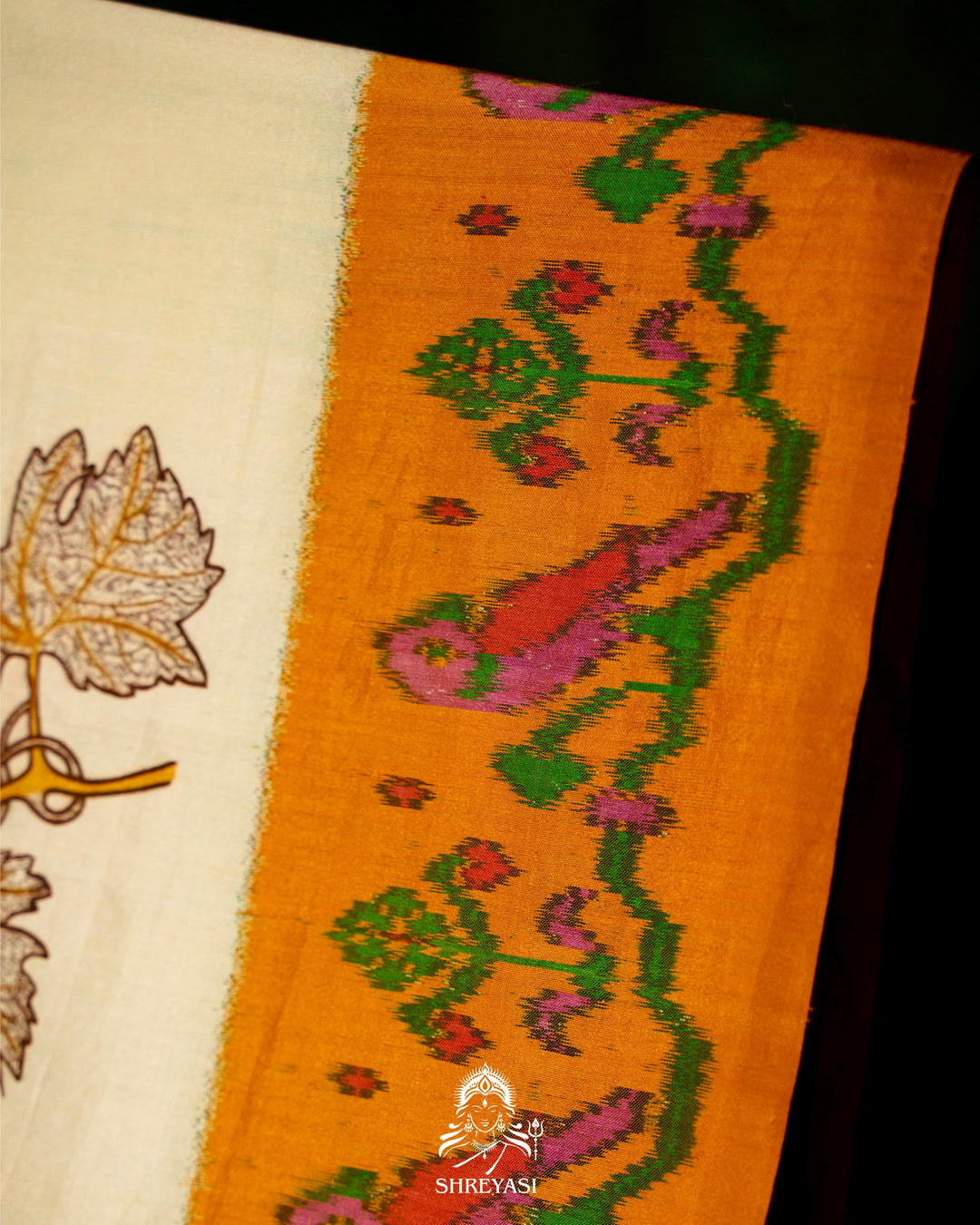 Handloom Pure Pochampally Ikkat Silk Saree with Digital Print