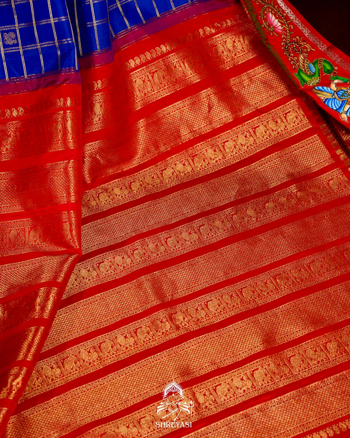 Handloom Pure Kanjivaram Silk Sarees with Real Zari and Hand Painted Tanjore Art